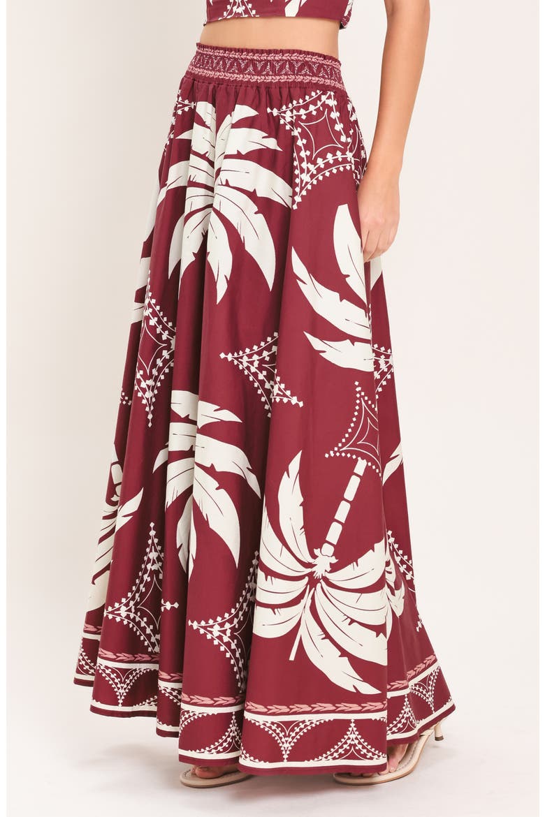 Print Crop Top & Maxi Skirt Set, Alternate, color, BURGUNDY