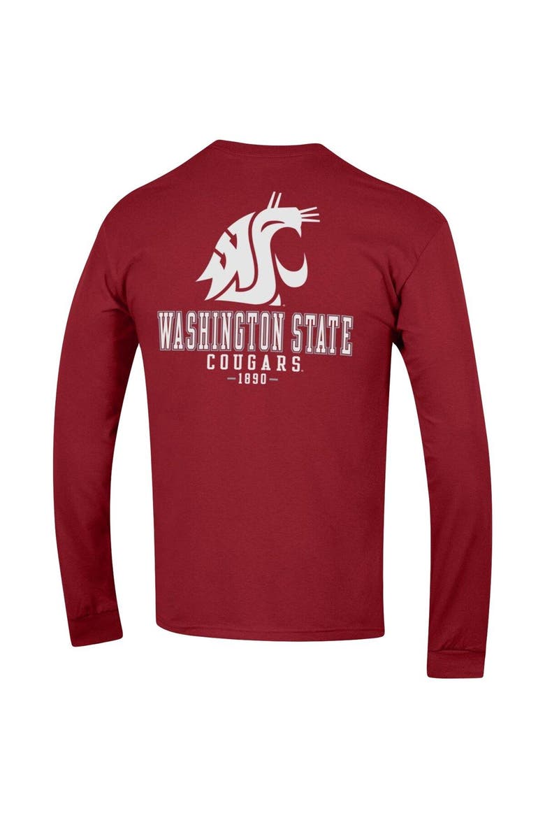 Men's Champion Crimson Washington State Cougars Team Stack Long Sleeve T-Shirt, Alternate, color, Crimson