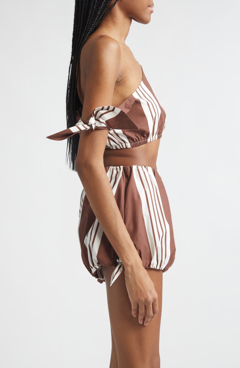 POSSE Rosie Stripe Asymmetric Neck Crop Top, Alternate, color, Chocolate Stripe