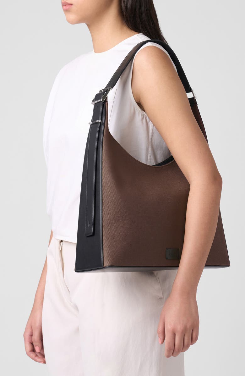 behno Danny Flatiron Canvas Shoulder Bag, Alternate, color, Cacao/ Black