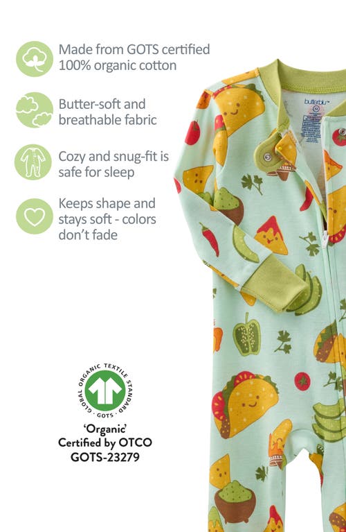 Butterblu Cruz One-piece Organic Cotton Footie Pajamas In Green