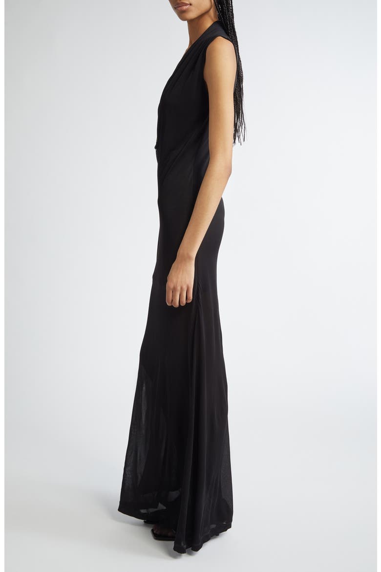 Overlapped Scarf Sheer Stretch Jersey Maxi Dress, Alternate, color, BLACK