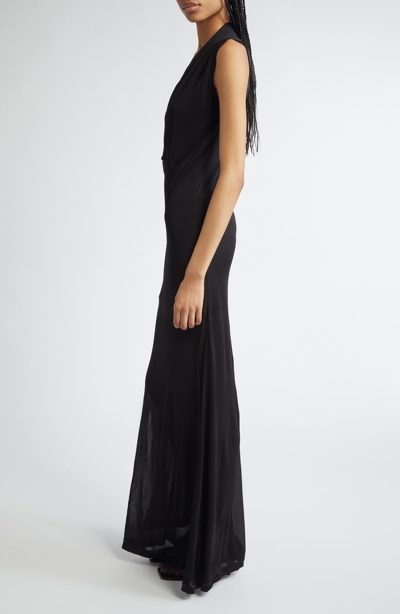 TOTEME Overlapped Scarf Sheer Stretch Jersey Maxi Dress, Alternate, color, Black