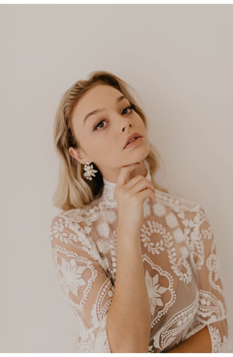 Untamed Petals Gwen Crystal Earrings, Alternate, color, Gold