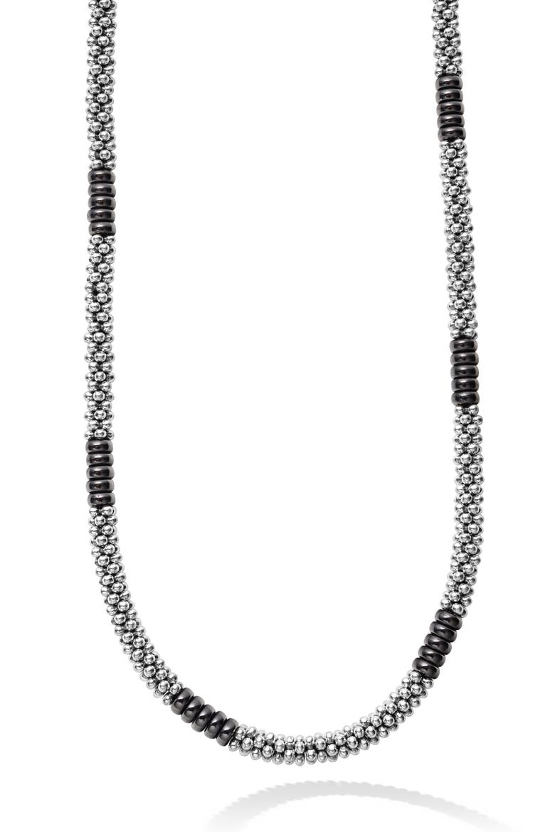 Black Caviar Ceramic Station Necklace, Alternate, color, BLACK