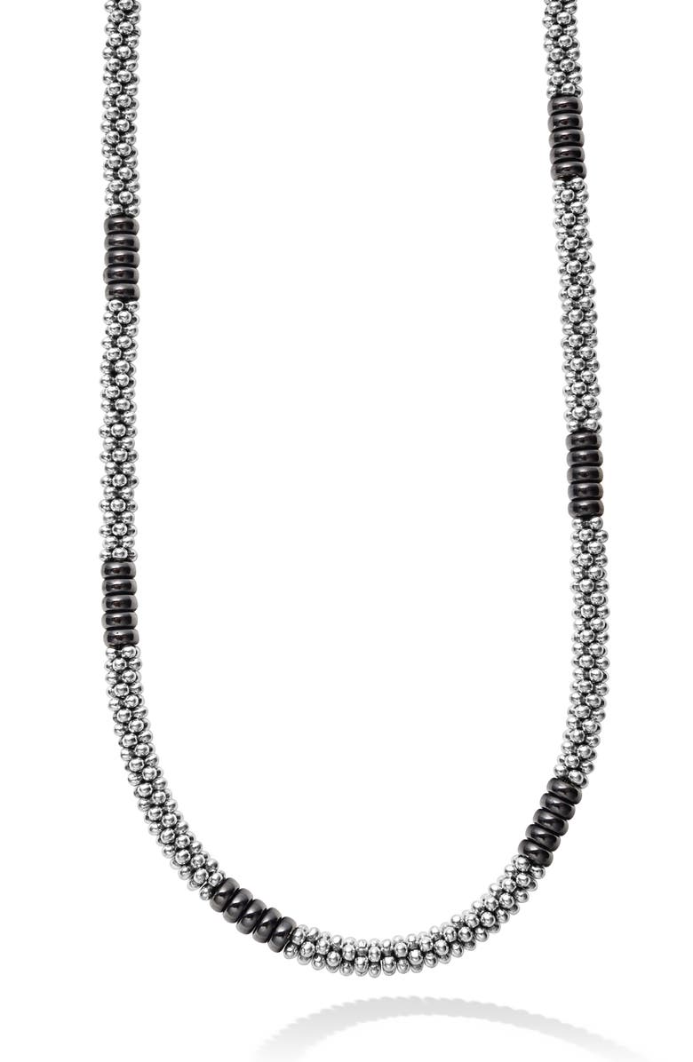 LAGOS Black Caviar Ceramic Station Necklace, Alternate, color, Black