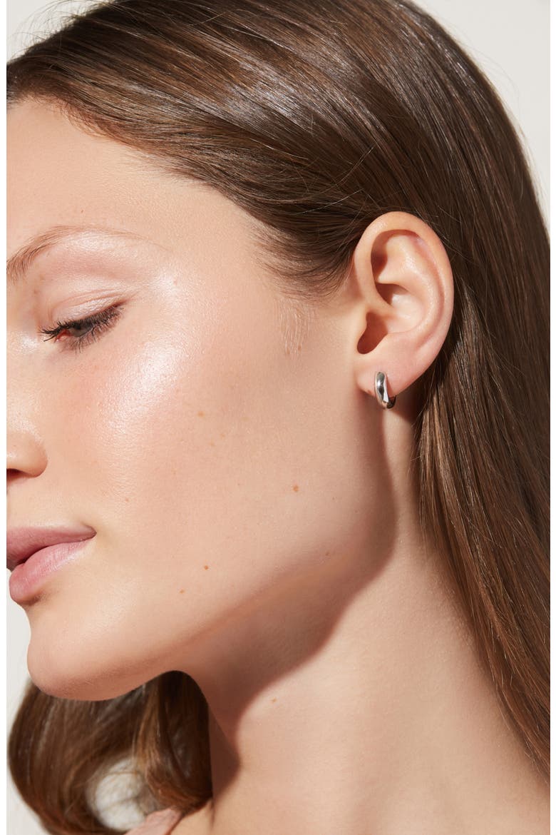 Giulia Huggie Hoop Earrings, Alternate, color, SILVER