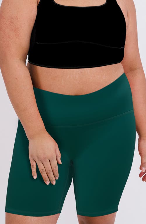 Calypsa Plus Size Tummy Control Long Bike Swim Shorts In Green