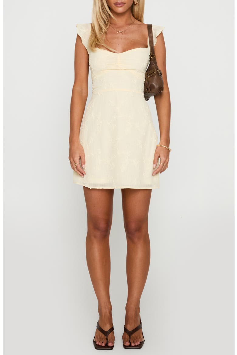 Landon Lace Trim Shift Mini Sundress, Alternate, color, LEMON