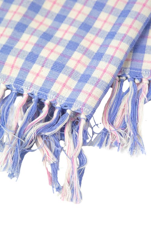 Archive New York Handwoven Colorful Plaid Cotton Kitchen Towel In Blue