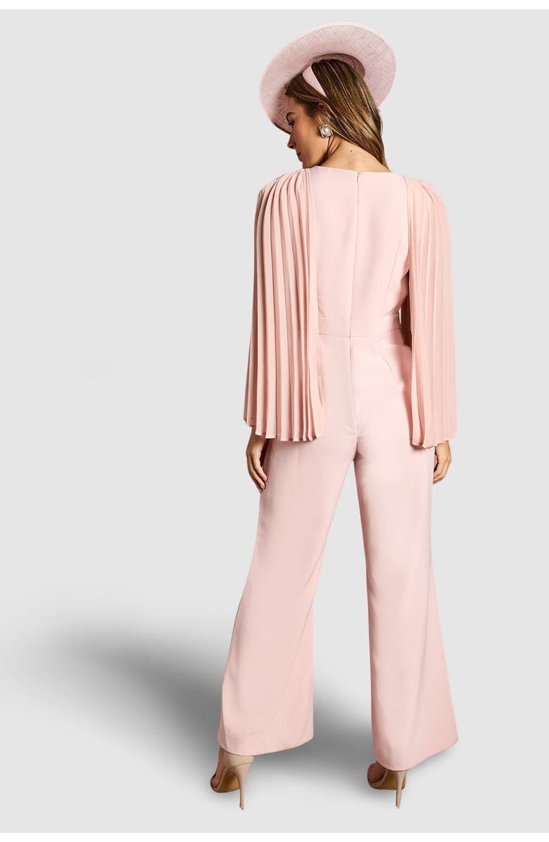 Coast V Neck Pleated Long Sleeve Jumpsuit, Alternate, color, Blush