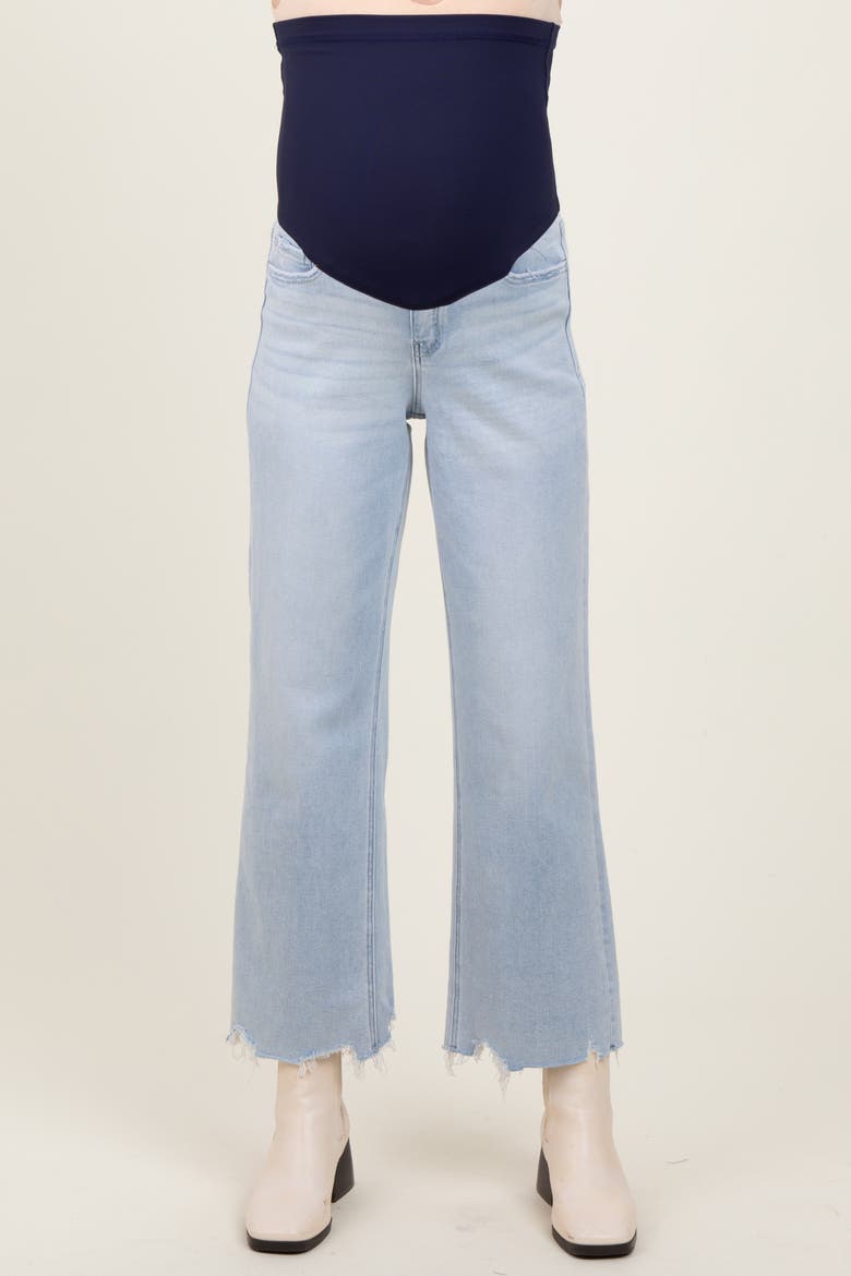 Distressed Hem Slim Wide Leg Maternity Jeans, Alternate, color, Light Blue