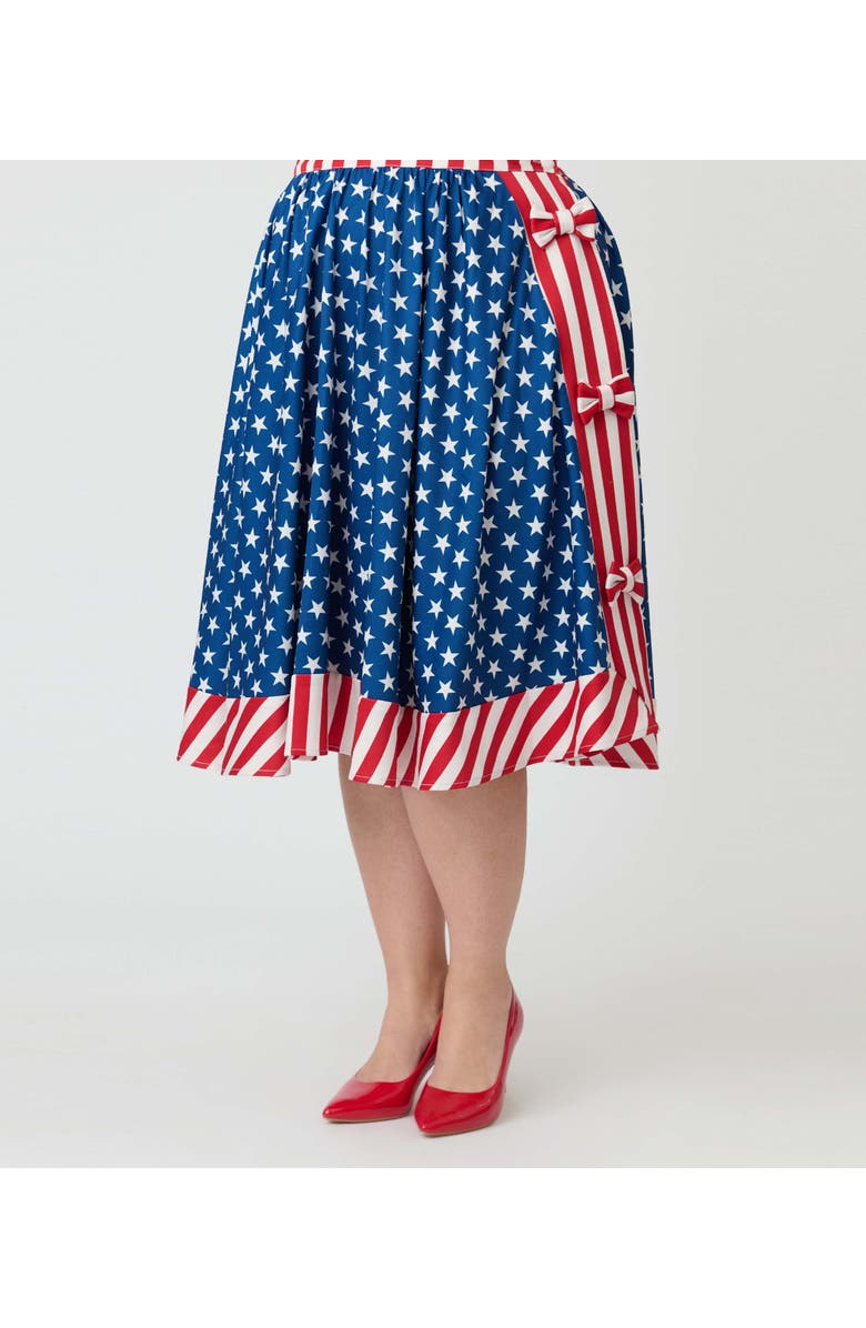 Unique Vintage Plus Size 1960s Rye Swing Skirt, Alternate, color, Blue W/ Star Print