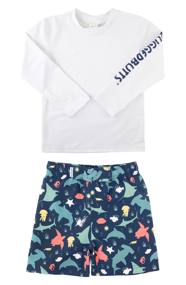 RuggedButts Under the Sea Two-Piece Rashguard Swimsuit, Main, color, 