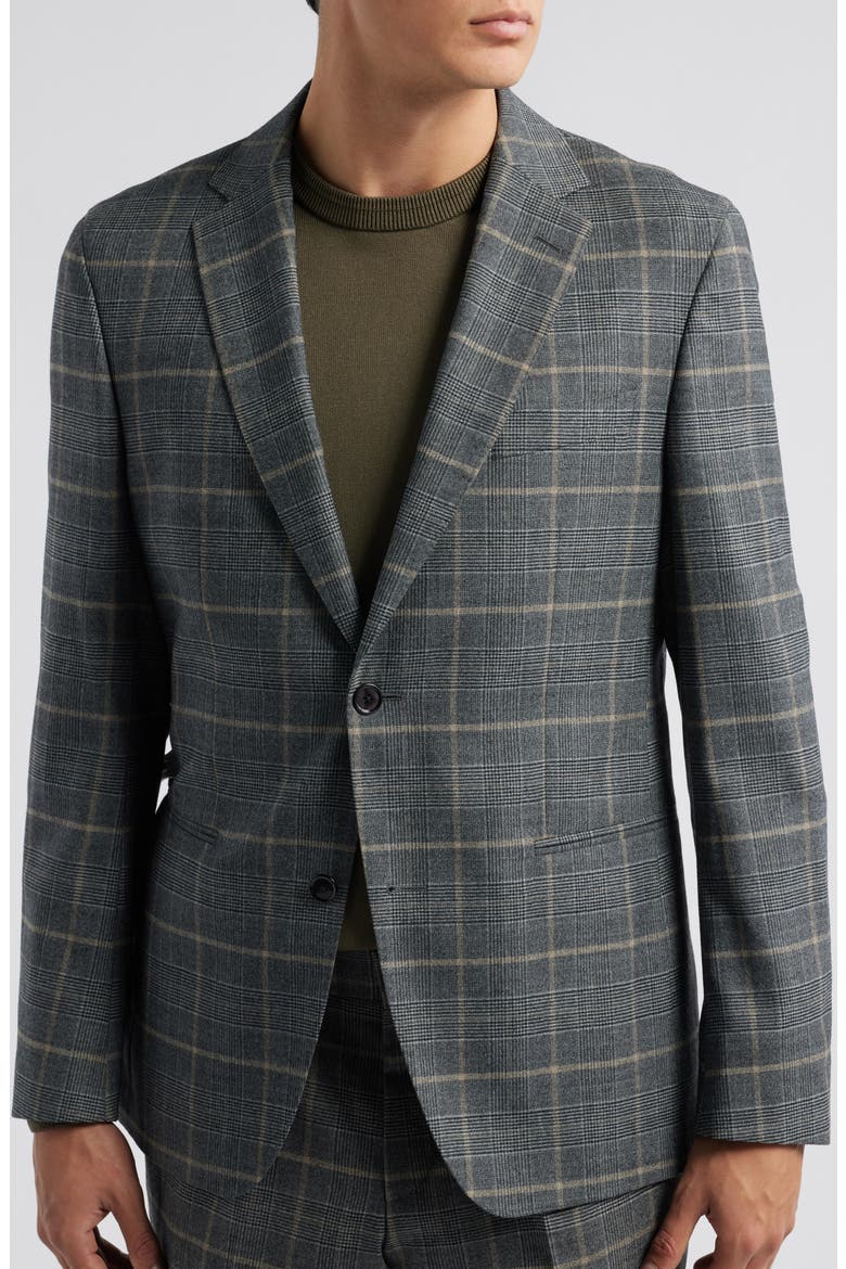 Huge Plaid Stretch Virgin Wool Suit, Alternate, color, OPEN GREY
