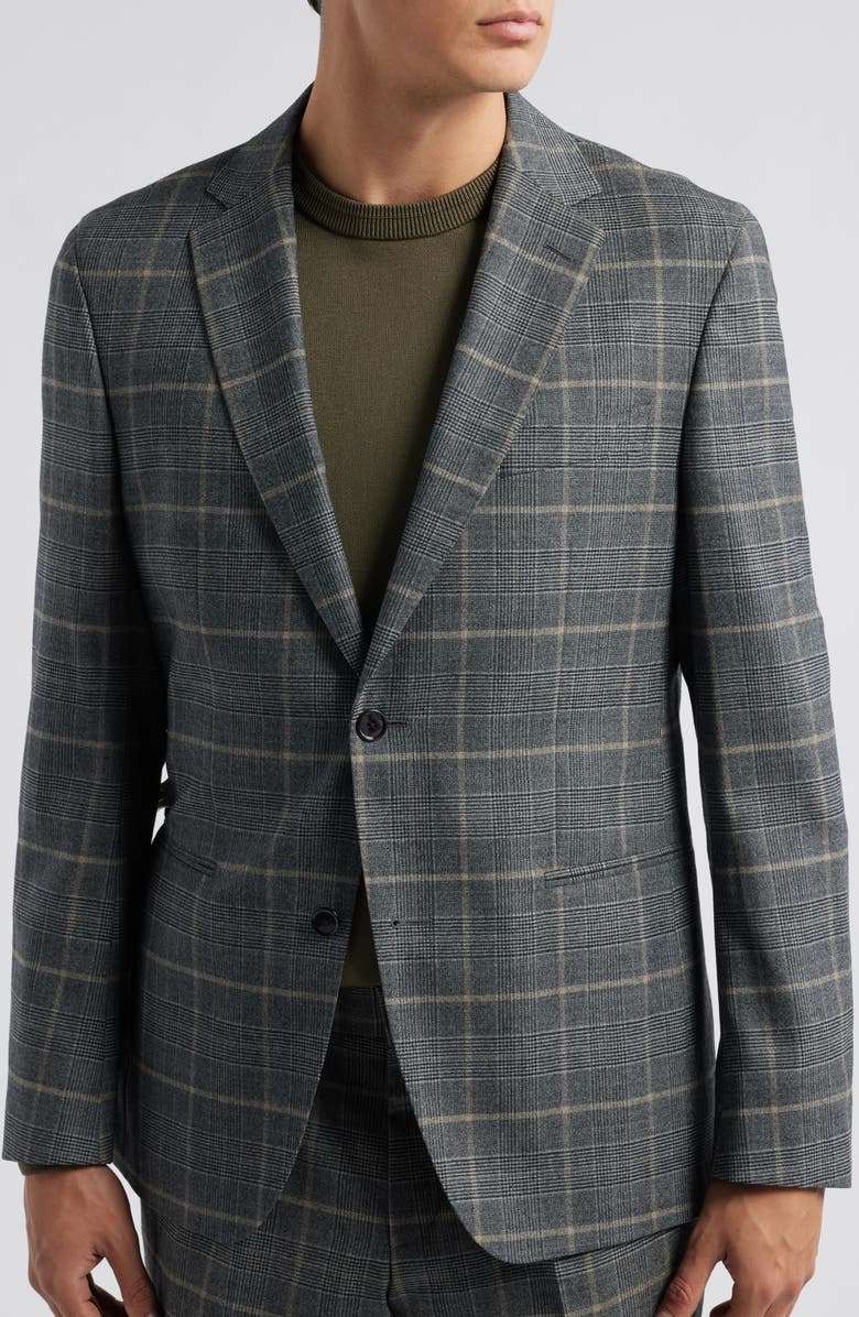 BOSS
 H-Huge Slim Fit Plaid Virgin Wool Suit