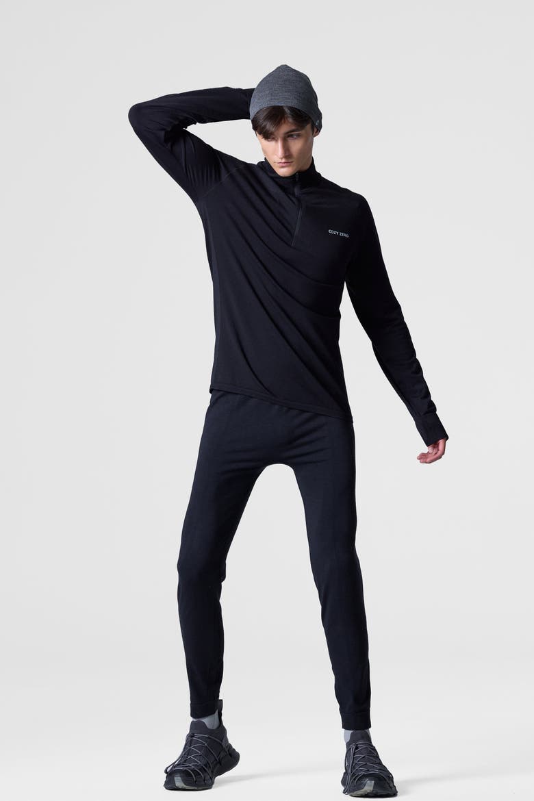 Tech Merino Classic Fit Half Zip Long Sleeve Base Layer, Alternate, color, Black