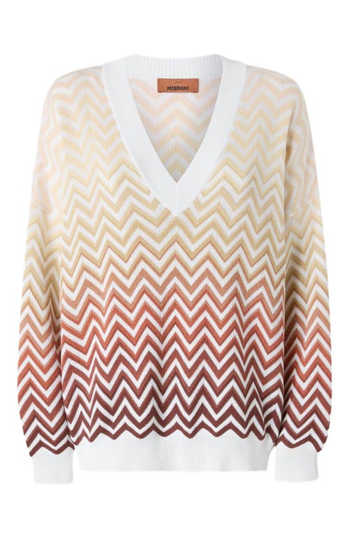 Missoni Oversized Dégradé Chevron Sweater With V-neck In Multicoloured 2