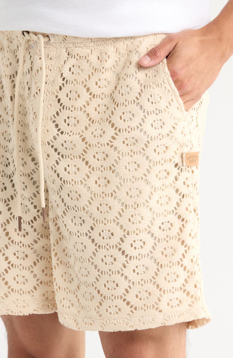 HONOR THE GIFT Open Stitch Drawstring Shorts, Alternate, color, Bone