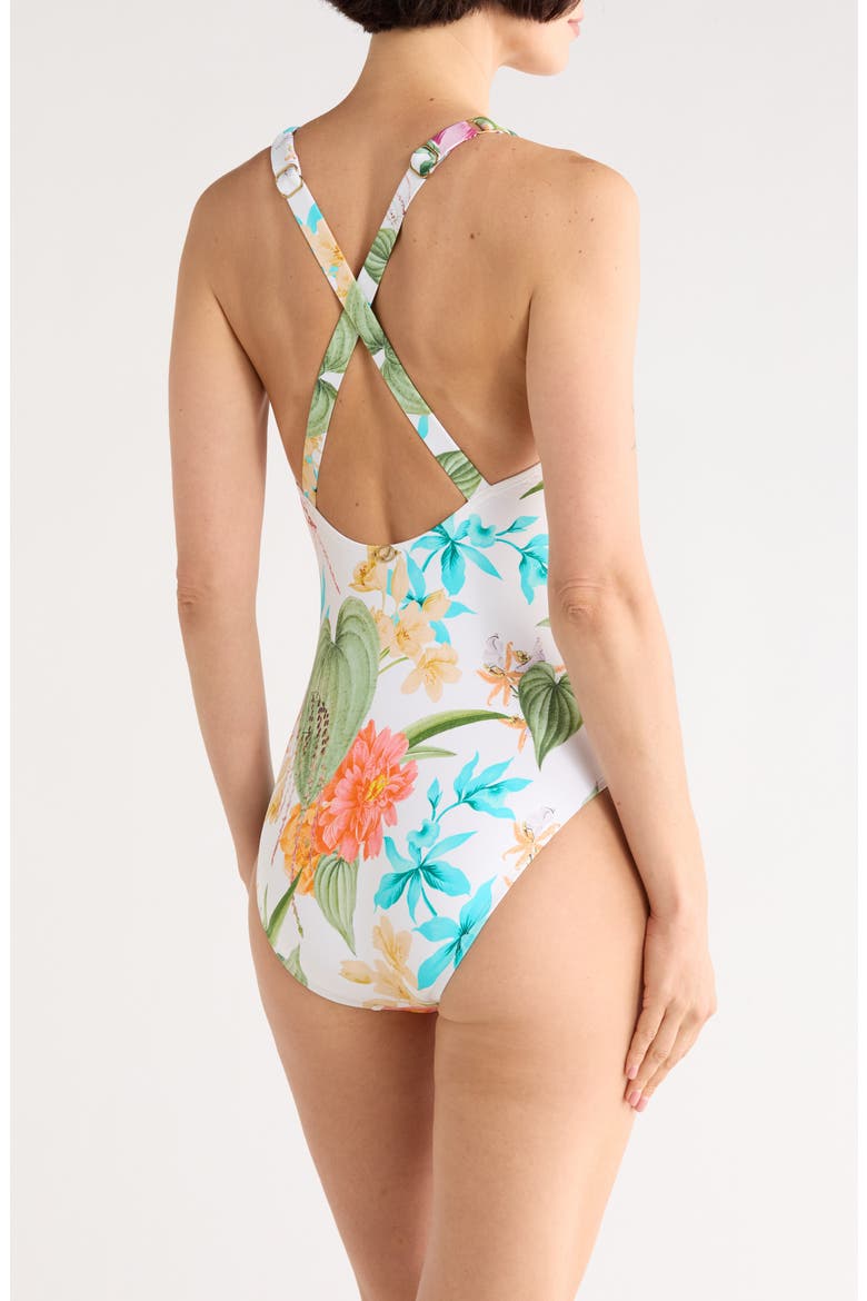 Layla High Neck Cross Back One-Piece Swimsuit, Alternate, color, MULTI