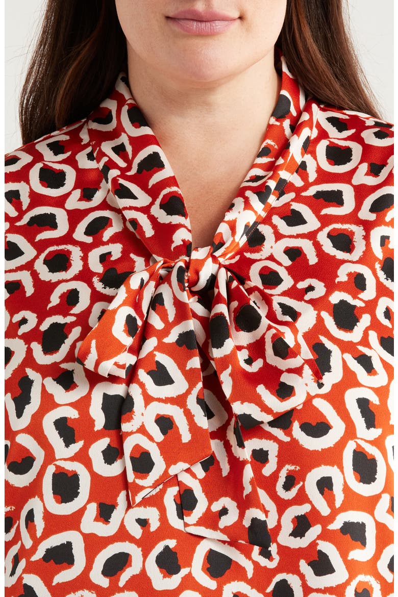 Bow Neck Sleeveless Satin Top, Alternate, color, PERSIMMON LEOPARD