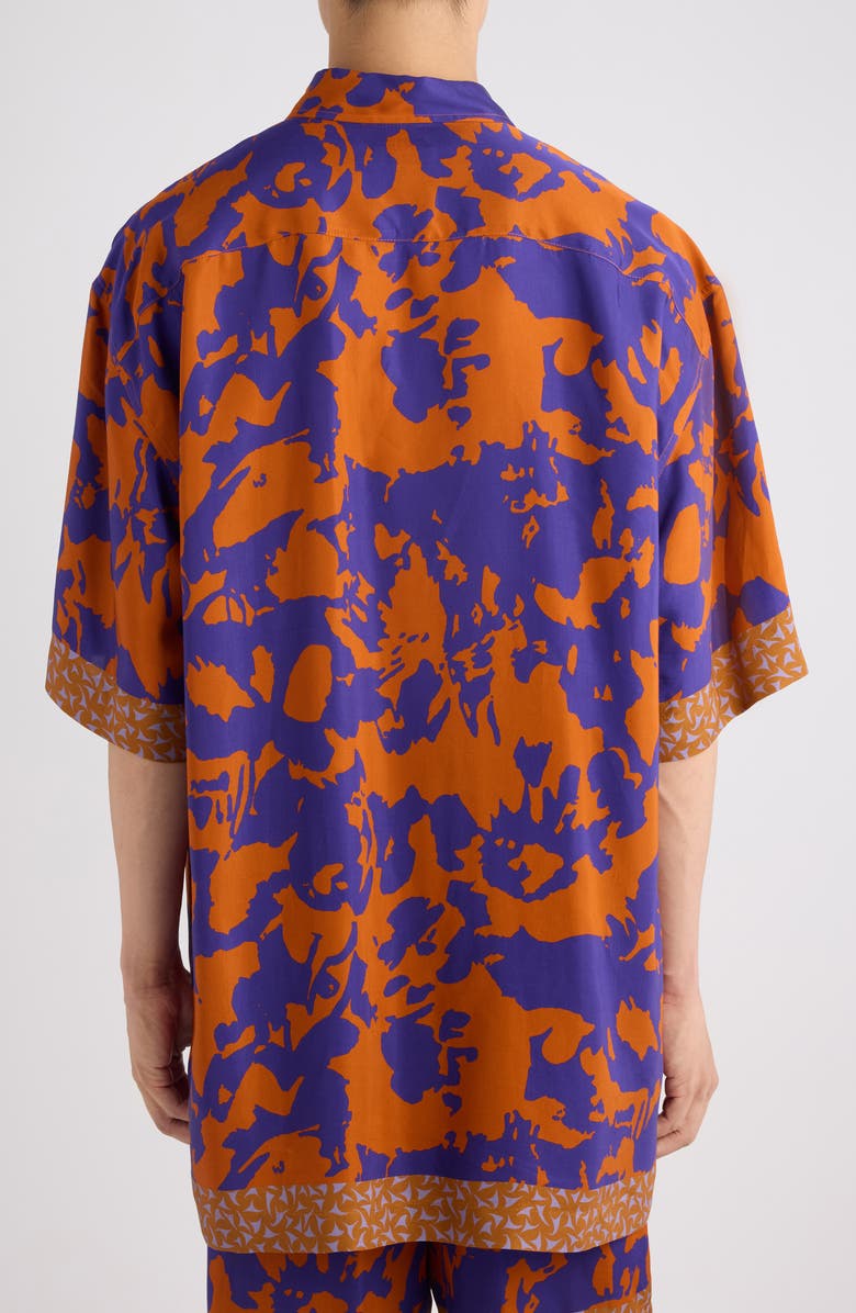 Dries Van Noten Cassidy Short Sleeve Button-Up Shirt, Alternate, color, Orange