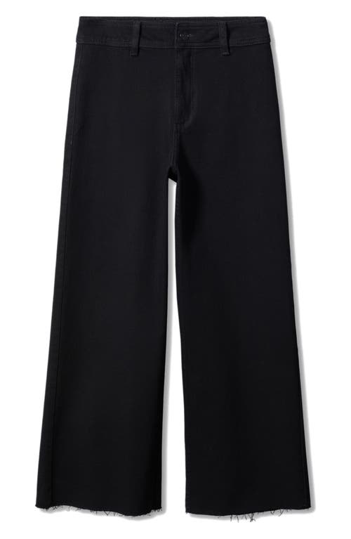 Mango High Waist Raw Hem Wide Leg Jeans