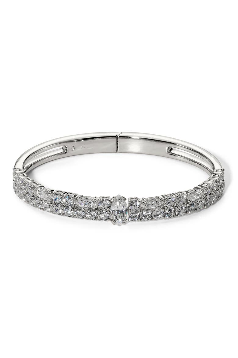 Twinnie Double Row Hinge Bangle, Main, color, RHODIUM