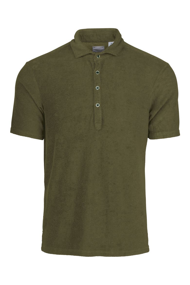 Myrtos Velour Cover-Up Polo, Main, color, OLIVE