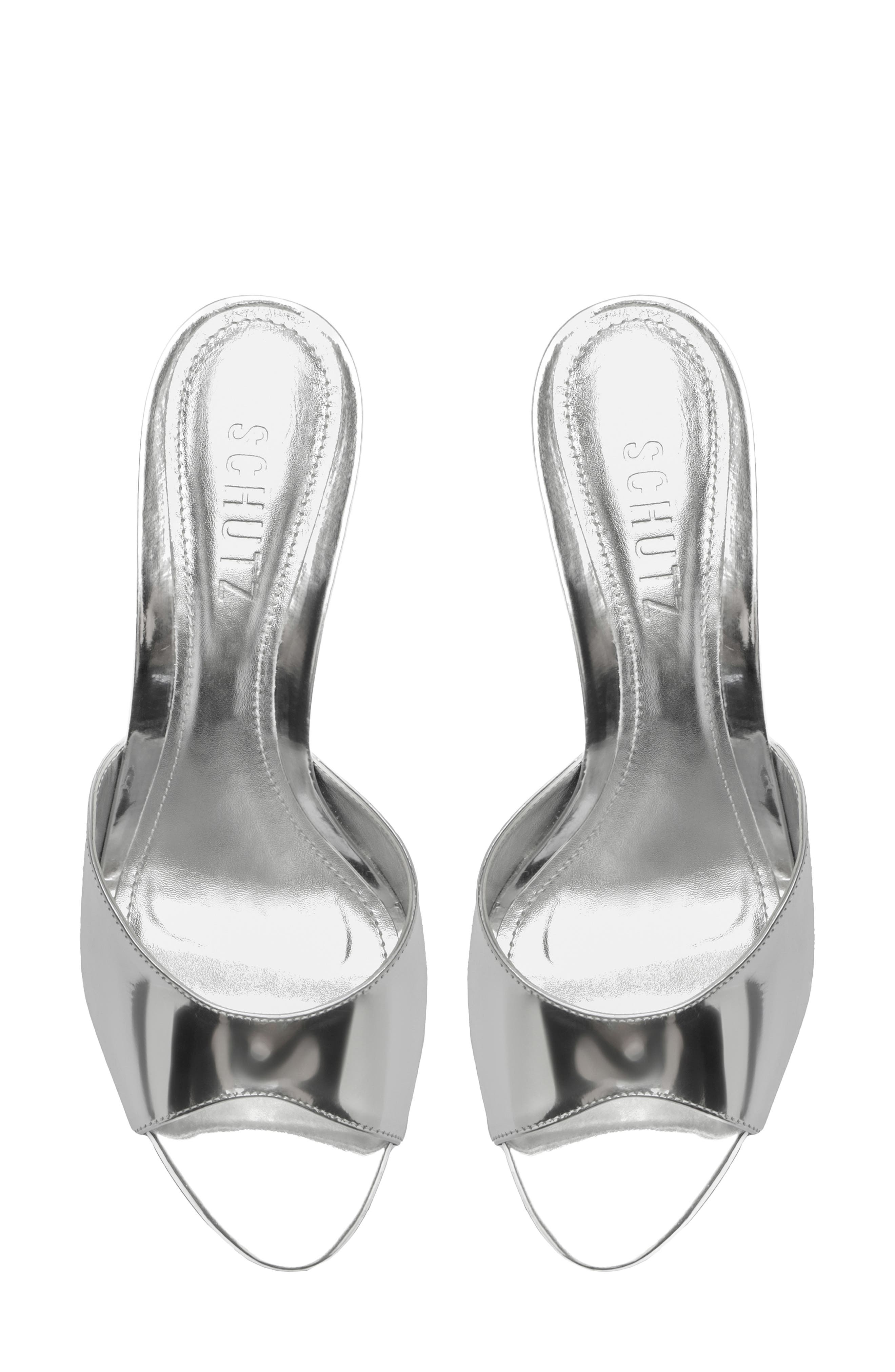 Schutz Cloe Slide Sandal, Alternate, color, Prata