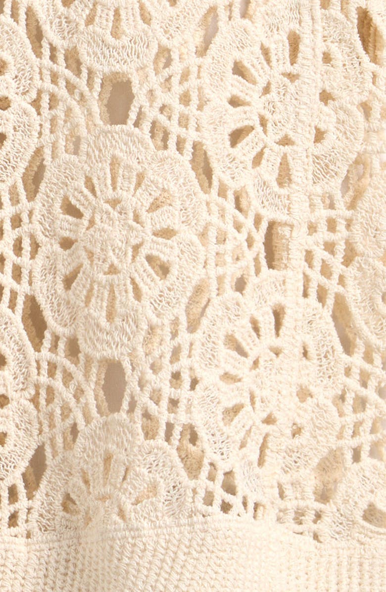 Good Luck Girl Kids' Crochet Cotton Button-Up Top, Alternate, color, Natural
