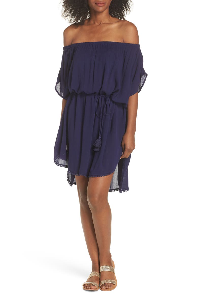 Seaside Cover-Up Dress, Main, color, NAVY