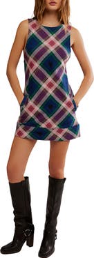 Free People Carven Plaid Heart Minidress
