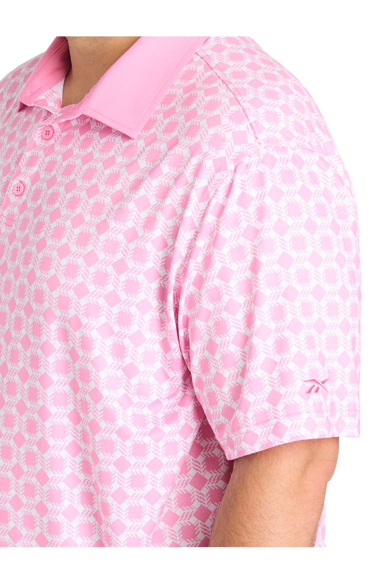 Big & Tall Mosaic Geometric Performance Polo Shirt, Alternate, color, PLAYFUL PINK