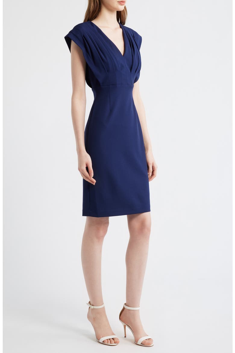 Pleated Bodice Sheath Dress, Alternate, color, DEEP NAVY