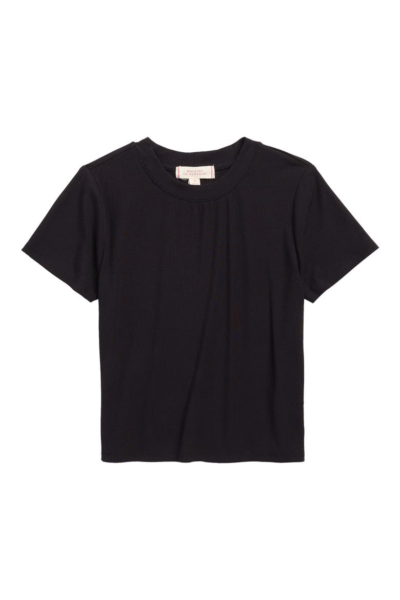 Kids' Stretch Rib T-Shirt, Main, color, BLACK