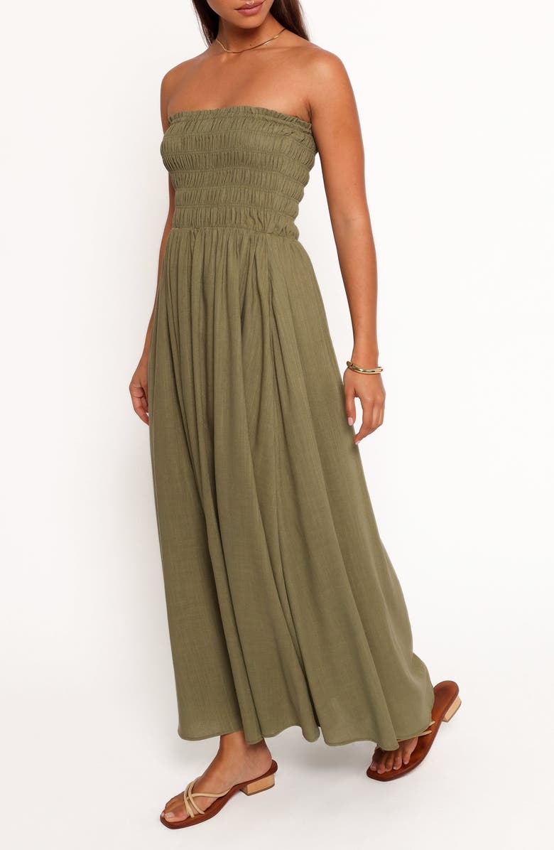 Petal & Pup Linsey Strapless Maxi Dress, Alternate, color, Olive Green