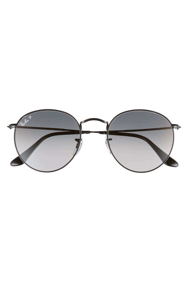 53mm Polarized Round Sunglasses, Alternate, color, BLACK / GREY