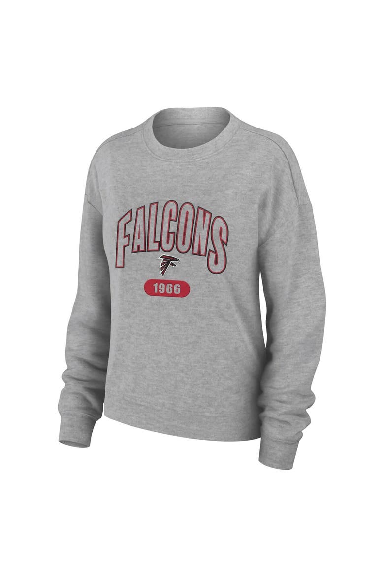 Women's WEAR by Erin Andrews Heather Gray Atlanta Falcons Knit Long Sleeve Tri-Blend T-Shirt & Pants Sleep Set, Alternate, color, Heather Gray