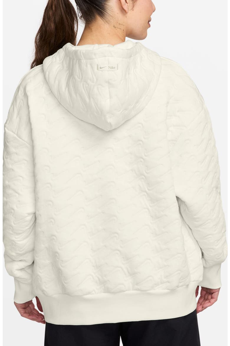 Swoosh Jacquard Phoenix Fleece Hoodie, Alternate, color, SAIL/ SAND DRIFT