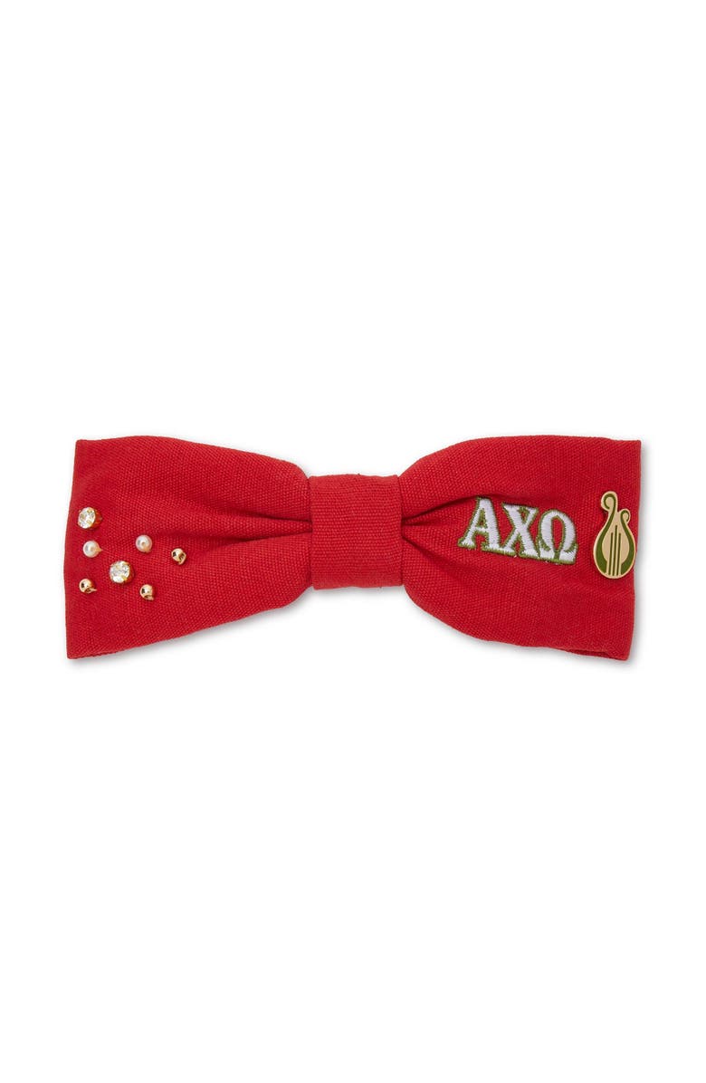 Lele Sadoughi Alpha Chi Omega Riley Bow, Main, color, Scarlet 600