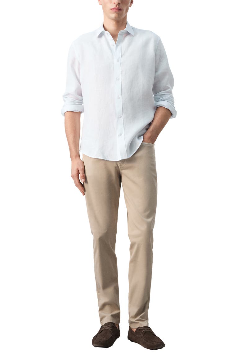 Stripe Slub Linen Button-Up Shirt, Alternate, color, SKY BLUE