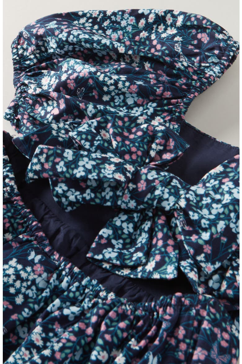 Kids' Puff Sleeve Bow Back Cotton Dress, Alternate, color, NAVY- TEAL VINTAGE GARDEN