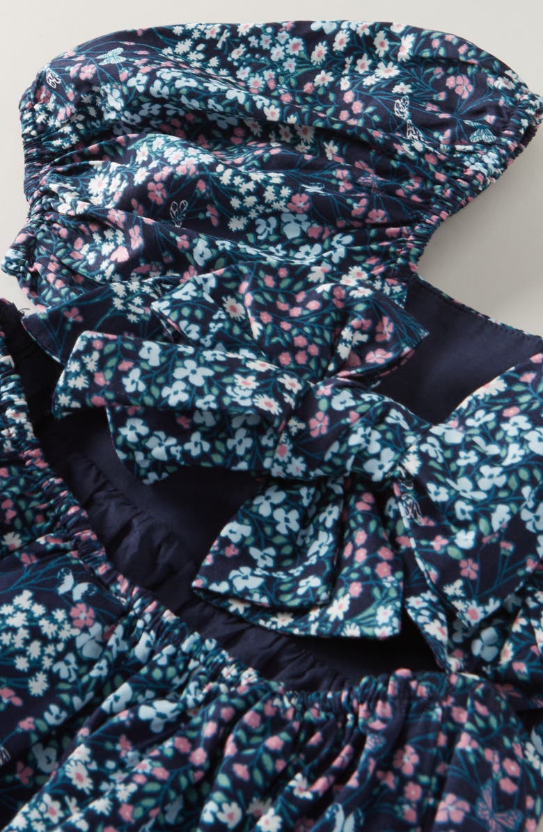 Nordstrom Kids' Puff Sleeve Bow Back Cotton Dress, Alternate, color, Navy- Teal Vintage Garden