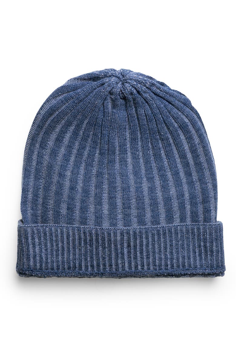 SAACHI Slouchy Rib Knit Beanie, Main, color, Denim