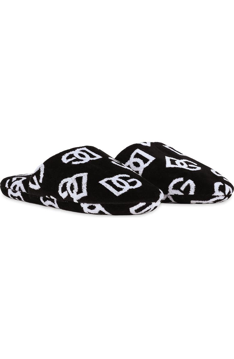 Dolce&Gabbana DG Allover Logo Jacquard Cotton Terry Cloth Scuff Slipper, Main, color,