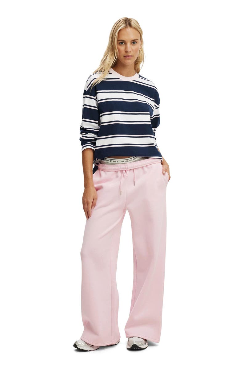 COTTON ON BODY Women's Active Long Sleeve Graphic Crew, Alternate, color, Prep Sport Navy Stripe