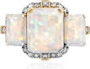 GOSHWARA Gossip 18k Gold Opal & Diamond 3-Stone Ring