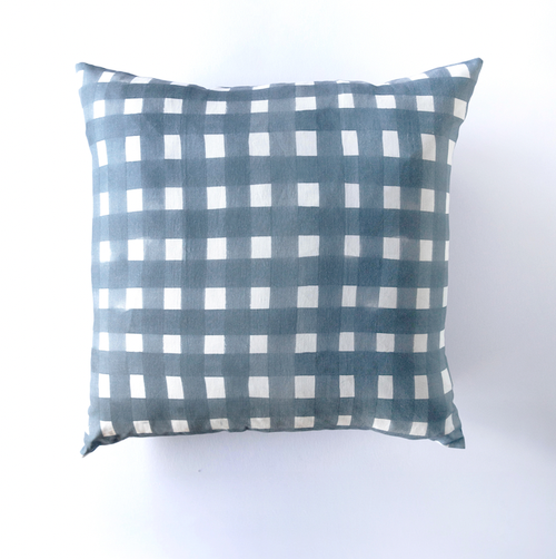 Goldie Home Blue Cross Hatch Pillow In Blue Cross