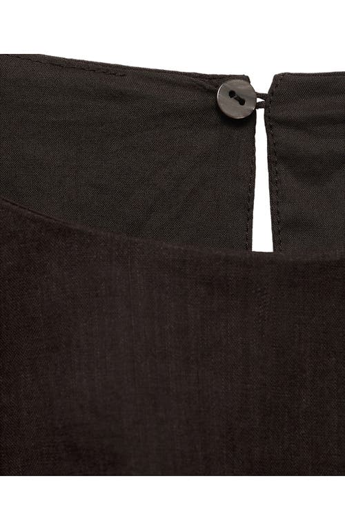 Mango Puff Sleeve Crop Top In Brown